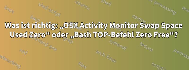 Was ist richtig: „OSX Activity Monitor Swap Space Used Zero“ oder „Bash TOP-Befehl Zero Free“?