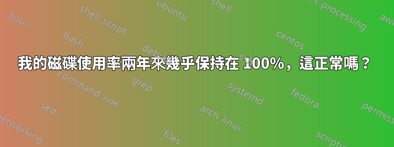 我的磁碟使用率兩年來幾乎保持在 100%，這正常嗎？