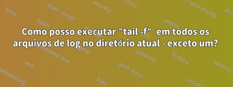 Como posso executar "tail -f" em todos os arquivos de log no diretório atual - exceto um?