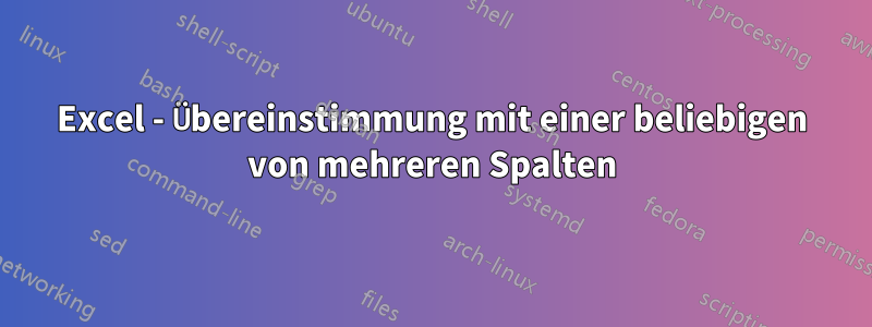 Excel - Übereinstimmung mit einer beliebigen von mehreren Spalten