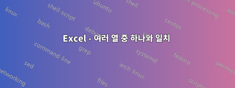 Excel - 여러 열 중 하나와 일치