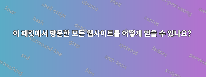 이 패킷에서 방문한 모든 웹사이트를 어떻게 얻을 수 있나요?