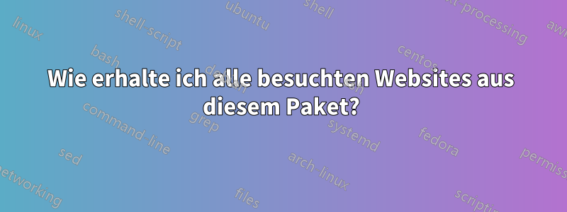 Wie erhalte ich alle besuchten Websites aus diesem Paket?