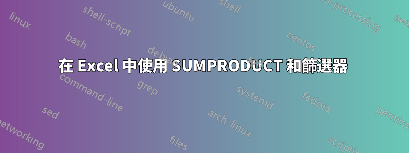 在 Excel 中使用 SUMPRODUCT 和篩選器