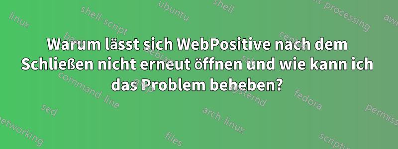 Warum lässt sich WebPositive nach dem Schließen nicht erneut öffnen und wie kann ich das Problem beheben?