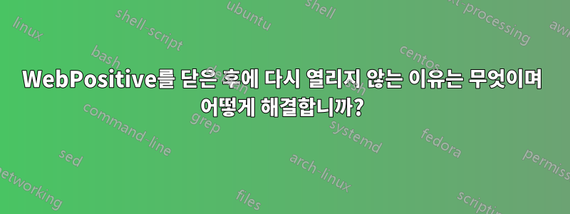 WebPositive를 닫은 후에 다시 열리지 않는 이유는 무엇이며 어떻게 해결합니까?