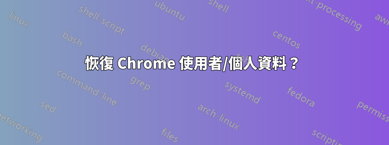 恢復 Chrome 使用者/個人資料？