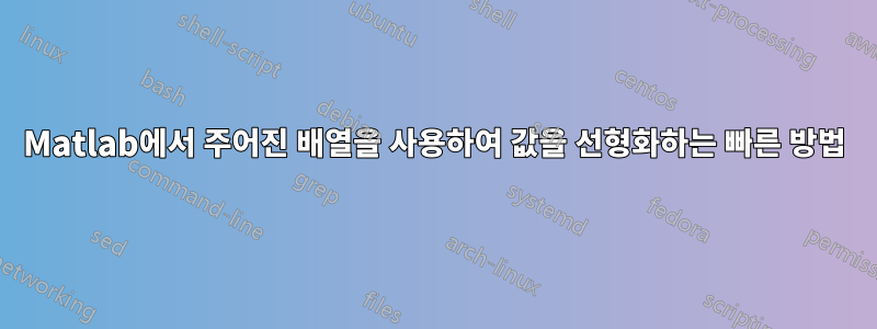 Matlab에서 주어진 배열을 사용하여 값을 선형화하는 빠른 방법