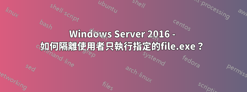Windows Server 2016 - 如何隔離使用者只執行指定的file.exe？
