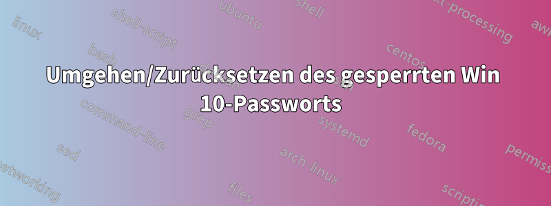 Umgehen/Zurücksetzen des gesperrten Win 10-Passworts 