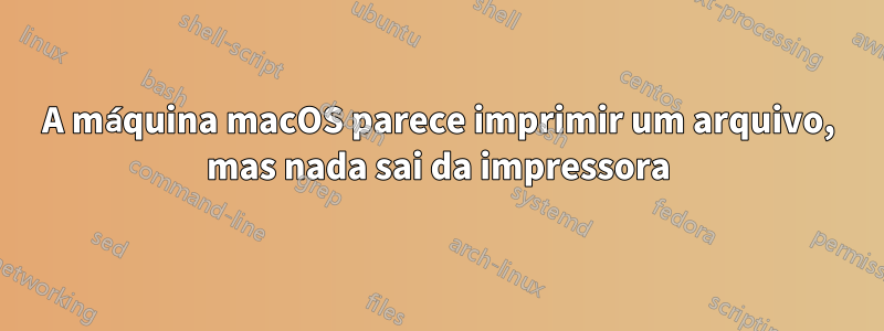 A máquina macOS parece imprimir um arquivo, mas nada sai da impressora