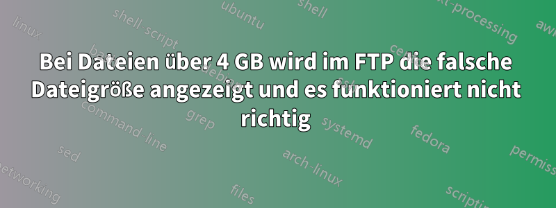 Bei Dateien über 4 GB wird im FTP die falsche Dateigröße angezeigt und es funktioniert nicht richtig