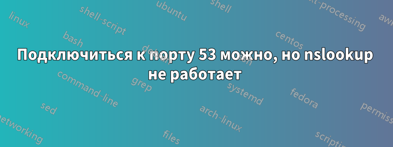 Подключиться к порту 53 можно, но nslookup не работает