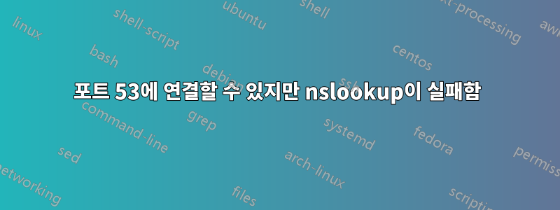 포트 53에 연결할 수 있지만 nslookup이 실패함