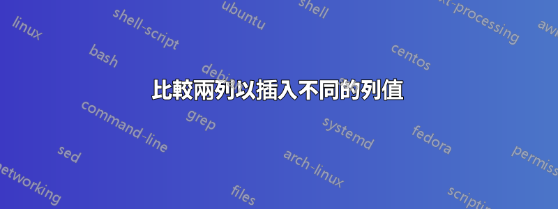 比較兩列以插入不同的列值
