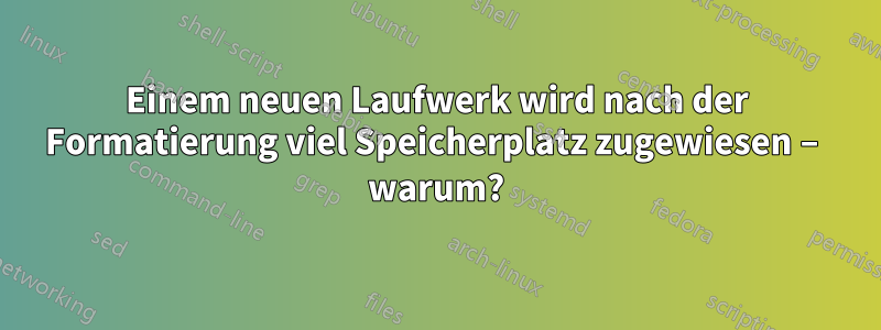 Einem neuen Laufwerk wird nach der Formatierung viel Speicherplatz zugewiesen – warum?