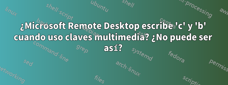 ¿Microsoft Remote Desktop escribe 'c' y 'b' cuando uso claves multimedia? ¿No puede ser así?