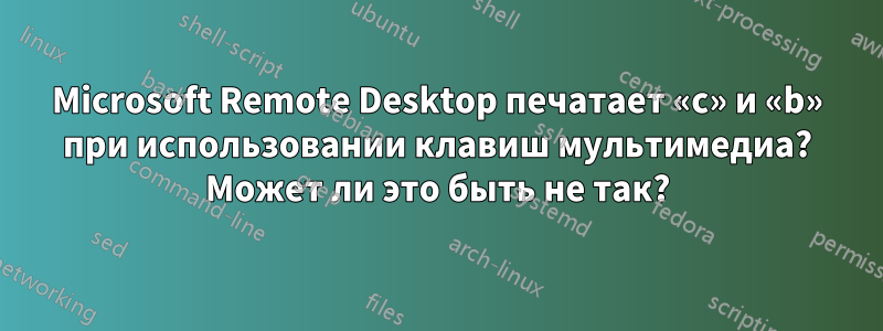 Microsoft Remote Desktop печатает «c» и «b» при использовании клавиш мультимедиа? Может ли это быть не так?