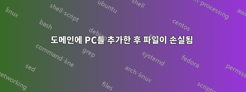 도메인에 PC를 추가한 후 파일이 손실됨