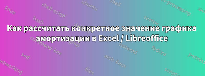 Как рассчитать конкретное значение графика амортизации в Excel / Libreoffice