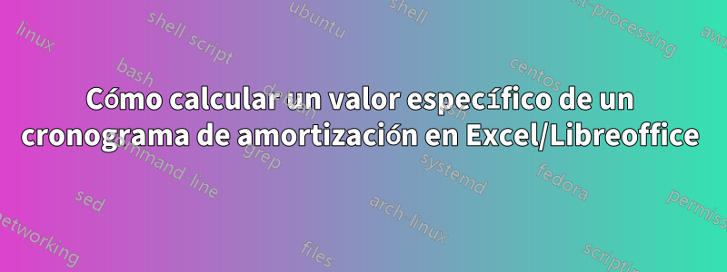 Cómo calcular un valor específico de un cronograma de amortización en Excel/Libreoffice