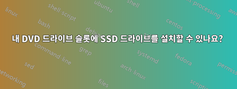 내 DVD 드라이브 슬롯에 SSD 드라이브를 설치할 수 있나요?