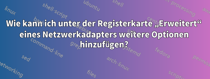 Wie kann ich unter der Registerkarte „Erweitert“ eines Netzwerkadapters weitere Optionen hinzufügen?