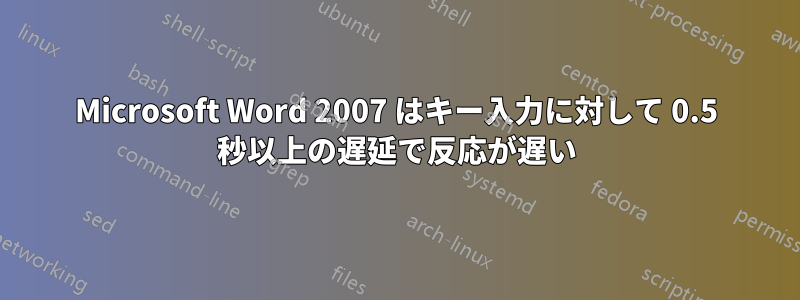 Microsoft Word 2007 はキー入力に対して 0.5 秒以上の遅延で反応が遅い