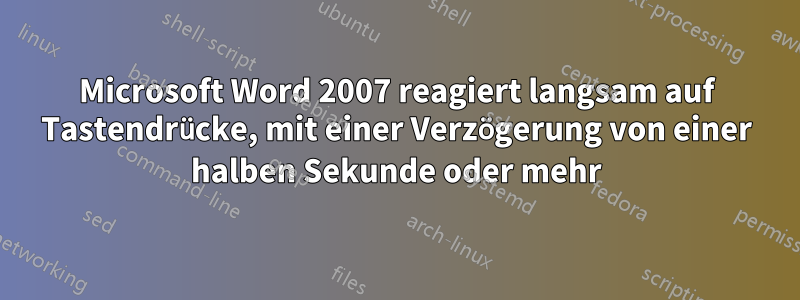 Microsoft Word 2007 reagiert langsam auf Tastendrücke, mit einer Verzögerung von einer halben Sekunde oder mehr