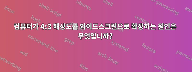 컴퓨터가 4:3 해상도를 와이드스크린으로 확장하는 원인은 무엇입니까?