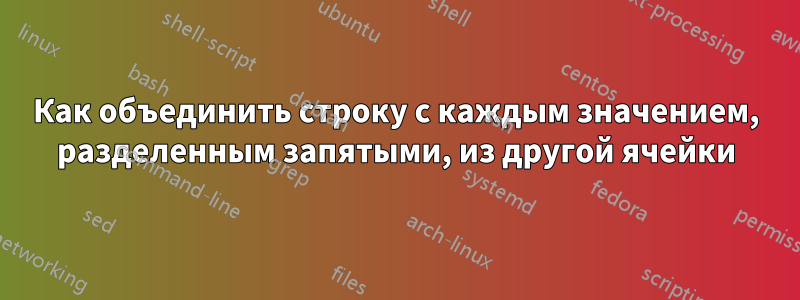 Как объединить строку с каждым значением, разделенным запятыми, из другой ячейки