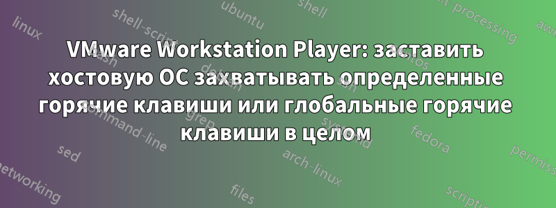 VMware Workstation Player: заставить хостовую ОС захватывать определенные горячие клавиши или глобальные горячие клавиши в целом