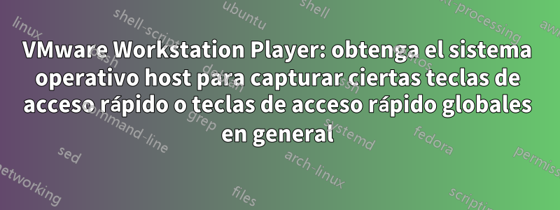 VMware Workstation Player: obtenga el sistema operativo host para capturar ciertas teclas de acceso rápido o teclas de acceso rápido globales en general