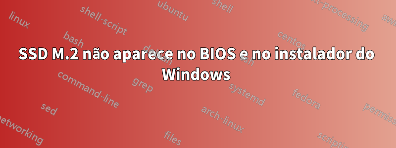 SSD M.2 não aparece no BIOS e no instalador do Windows