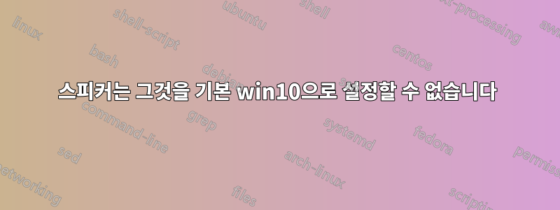 스피커는 그것을 기본 win10으로 설정할 수 없습니다