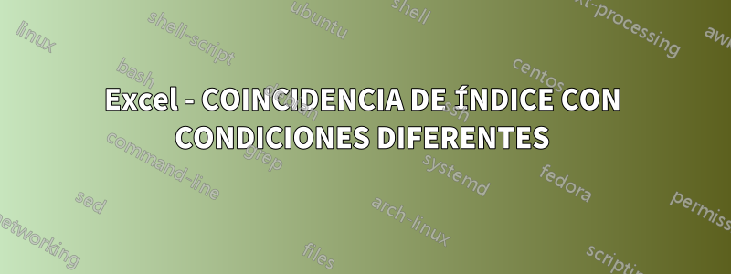 Excel - COINCIDENCIA DE ÍNDICE CON CONDICIONES DIFERENTES