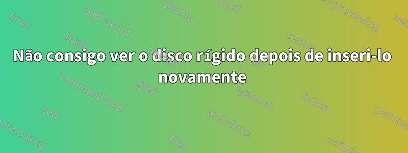 Não consigo ver o disco rígido depois de inseri-lo novamente