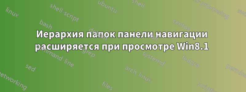 Иерархия папок панели навигации расширяется при просмотре Win8.1