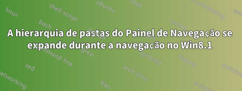 A hierarquia de pastas do Painel de Navegação se expande durante a navegação no Win8.1