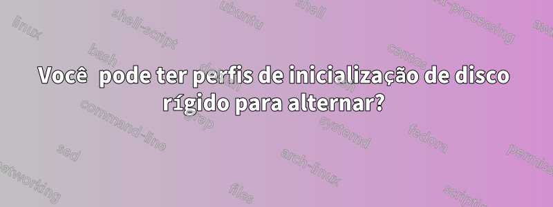 Você pode ter perfis de inicialização de disco rígido para alternar?