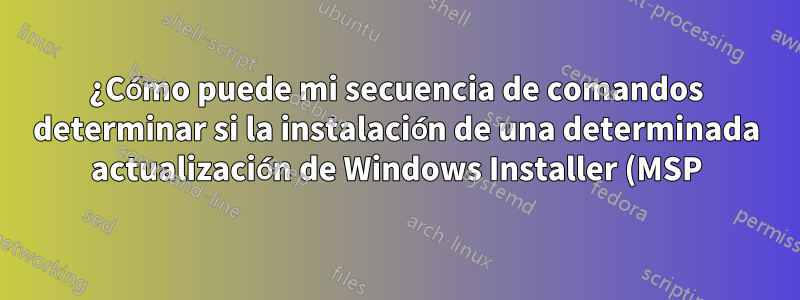 ¿Cómo puede mi secuencia de comandos determinar si la instalación de una determinada actualización de Windows Installer (MSP) se realizó correctamente o falló?