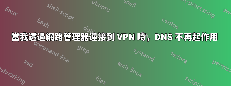 當我透過網路管理器連接到 VPN 時，DNS 不再起作用