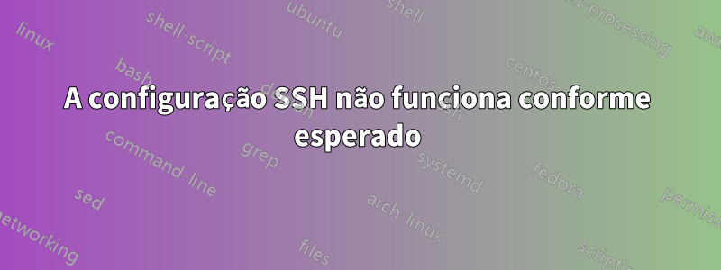 A configuração SSH não funciona conforme esperado