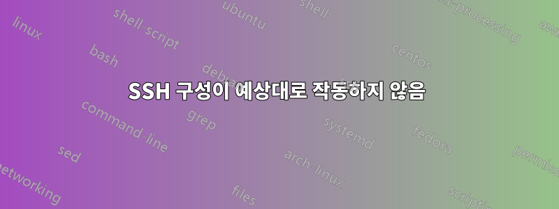 SSH 구성이 예상대로 작동하지 않음