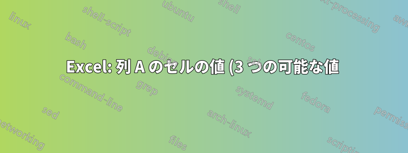Excel: 列 A のセルの値 (3 つの可能な値) と列 B のセルの値 (整数) に基づいて、セル C の値を決定します。