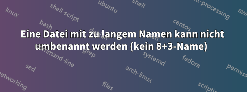 Eine Datei mit zu langem Namen kann nicht umbenannt werden (kein 8+3-Name) 