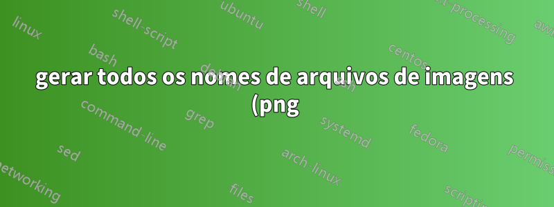 gerar todos os nomes de arquivos de imagens (png) em um disco rígido (não apenas dir) Windows 7