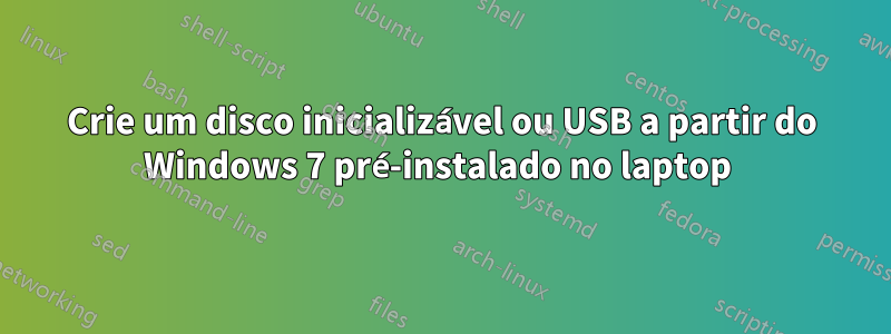 Crie um disco inicializável ou USB a partir do Windows 7 pré-instalado no laptop 