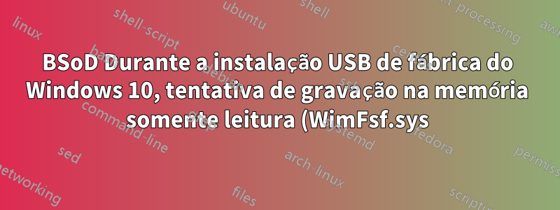 BSoD Durante a instalação USB de fábrica do Windows 10, tentativa de gravação na memória somente leitura (WimFsf.sys)