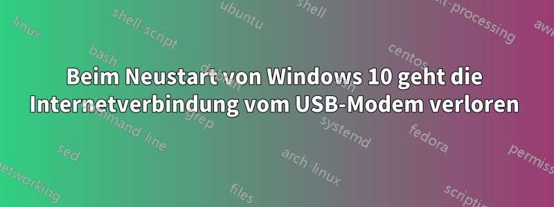 Beim Neustart von Windows 10 geht die Internetverbindung vom USB-Modem verloren